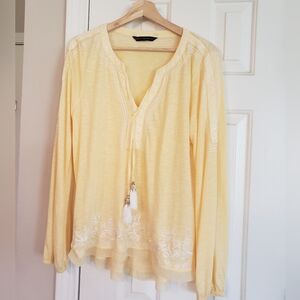 White House Black Market Light Yellow Blouse